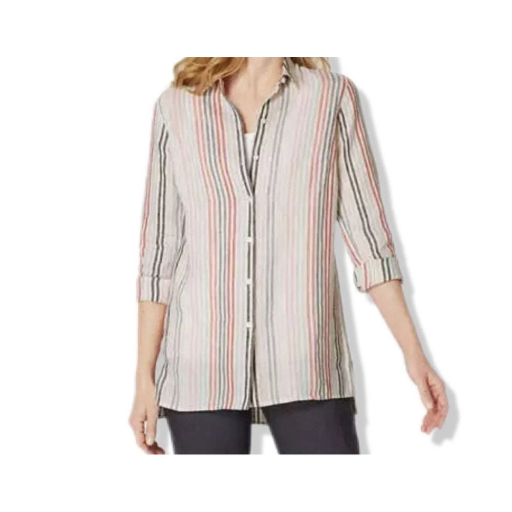 J.Jill Love‎ Linen 100% Linen Shirt Women Large Essential Button Up Summer Beach